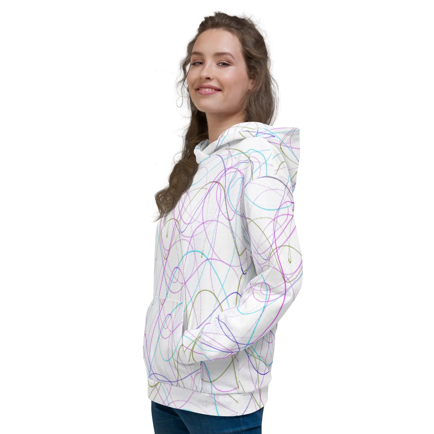 Unisex Pullover Hoodie With A Print Of Scribble Art 1.1