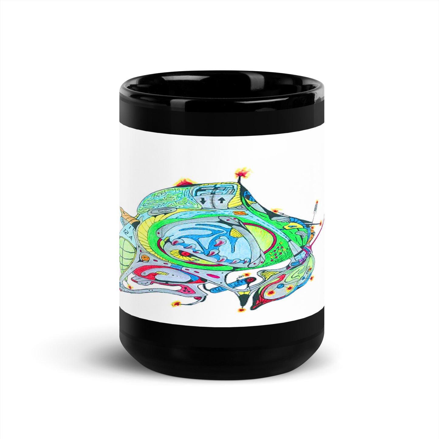 Black Glossy Mug With A Print Of Concept Spaceship 1.1