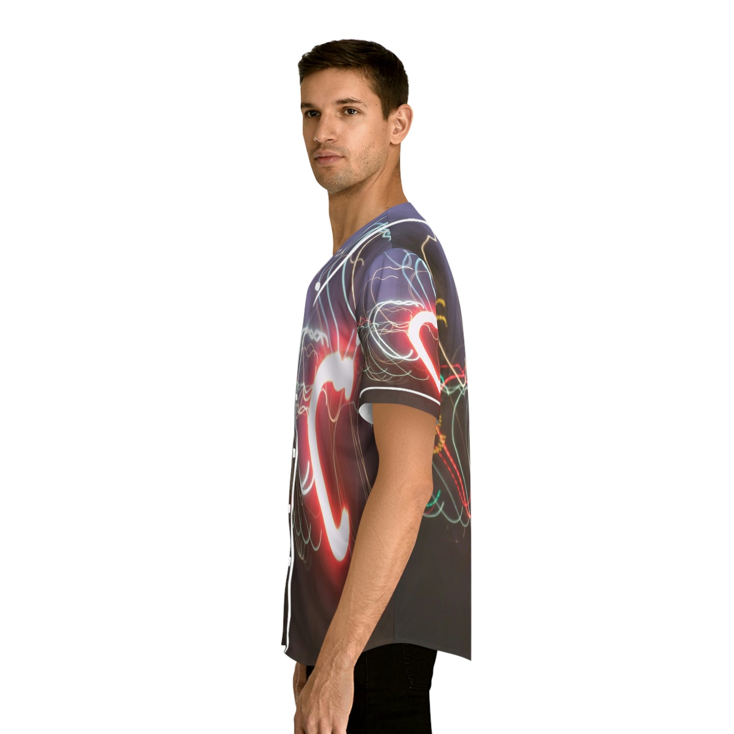 Men's Baseball Jersey With A Print Of Light Trail 1404