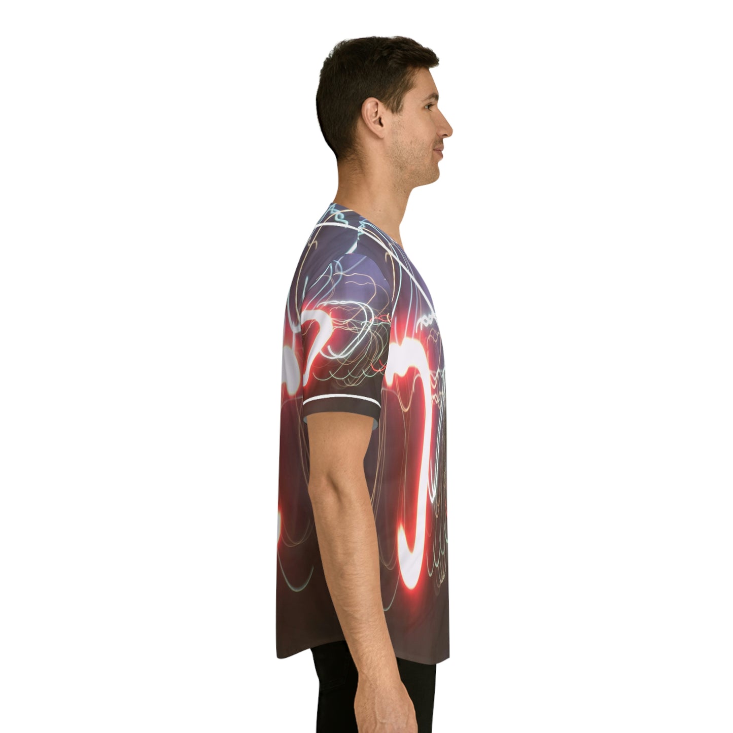 Men's Baseball Jersey With A Print Of Light Trail 1404