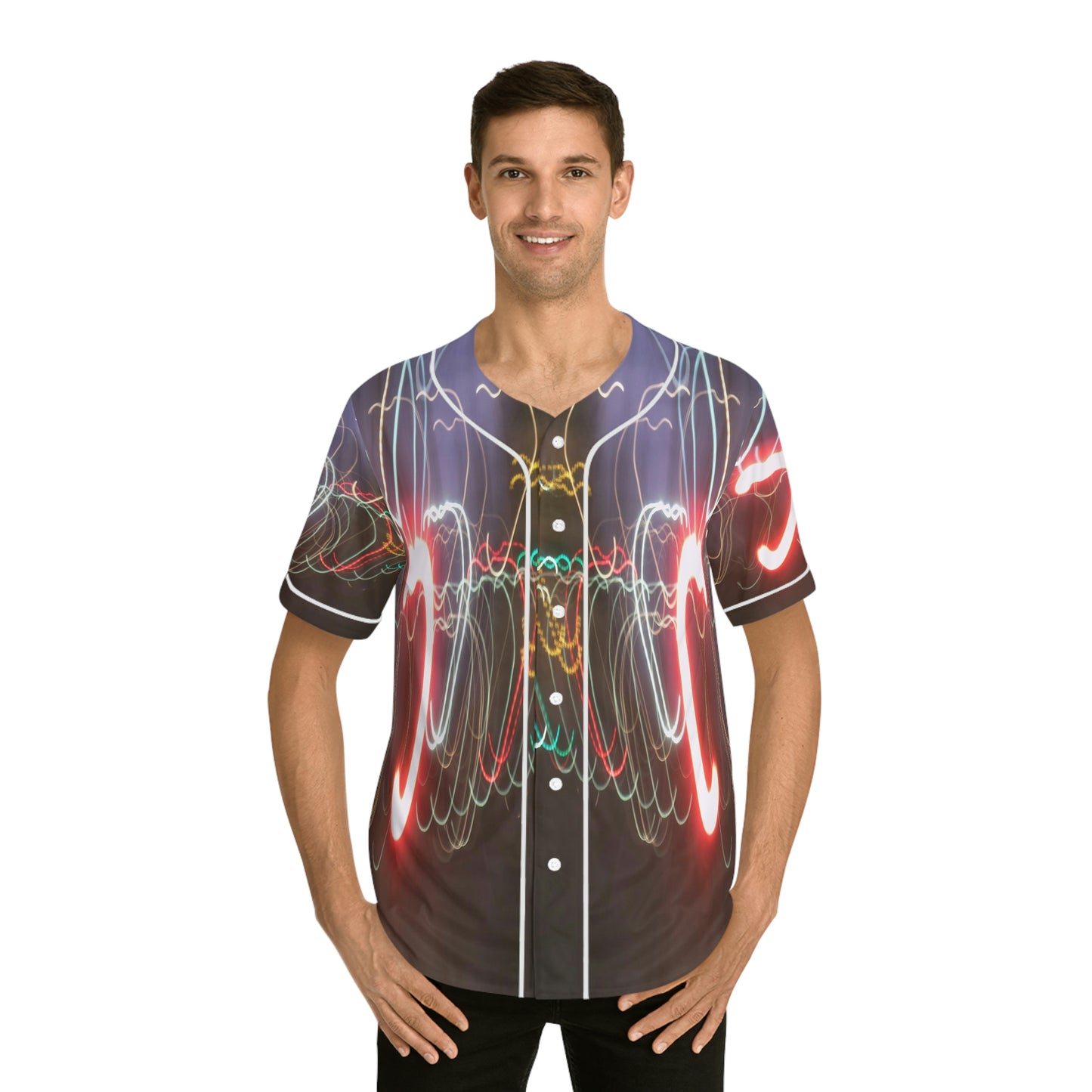 Men's Baseball Jersey With A Print Of Light Trail 1404