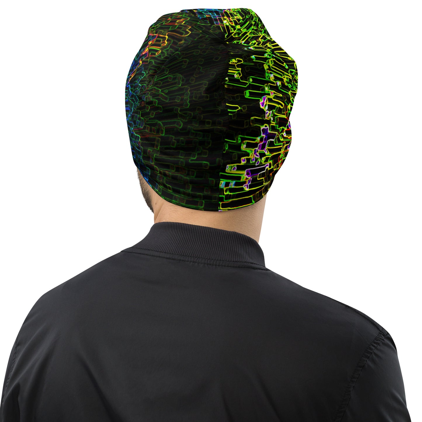 Beanie With A Print Of Zin Crystals 1a1