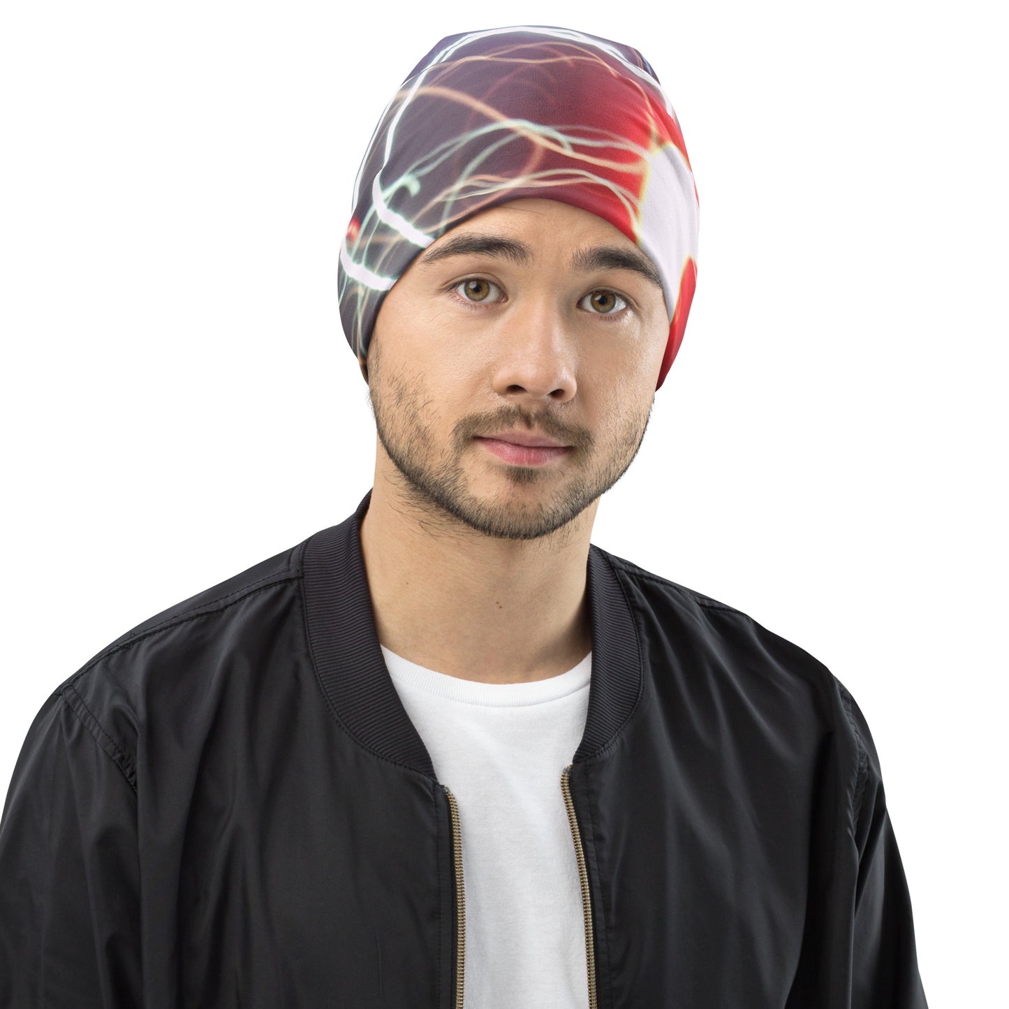 Beanie With A Print Of Light Trail 1404a1.