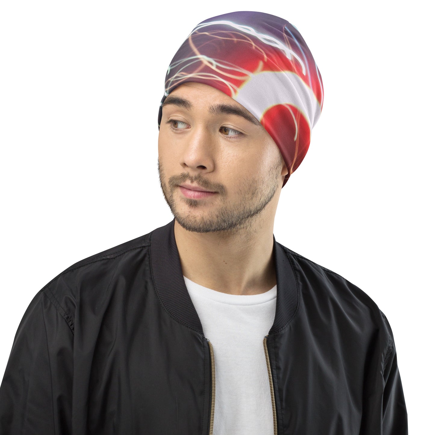 Beanie With A Print Of Light Trail 1404a1.