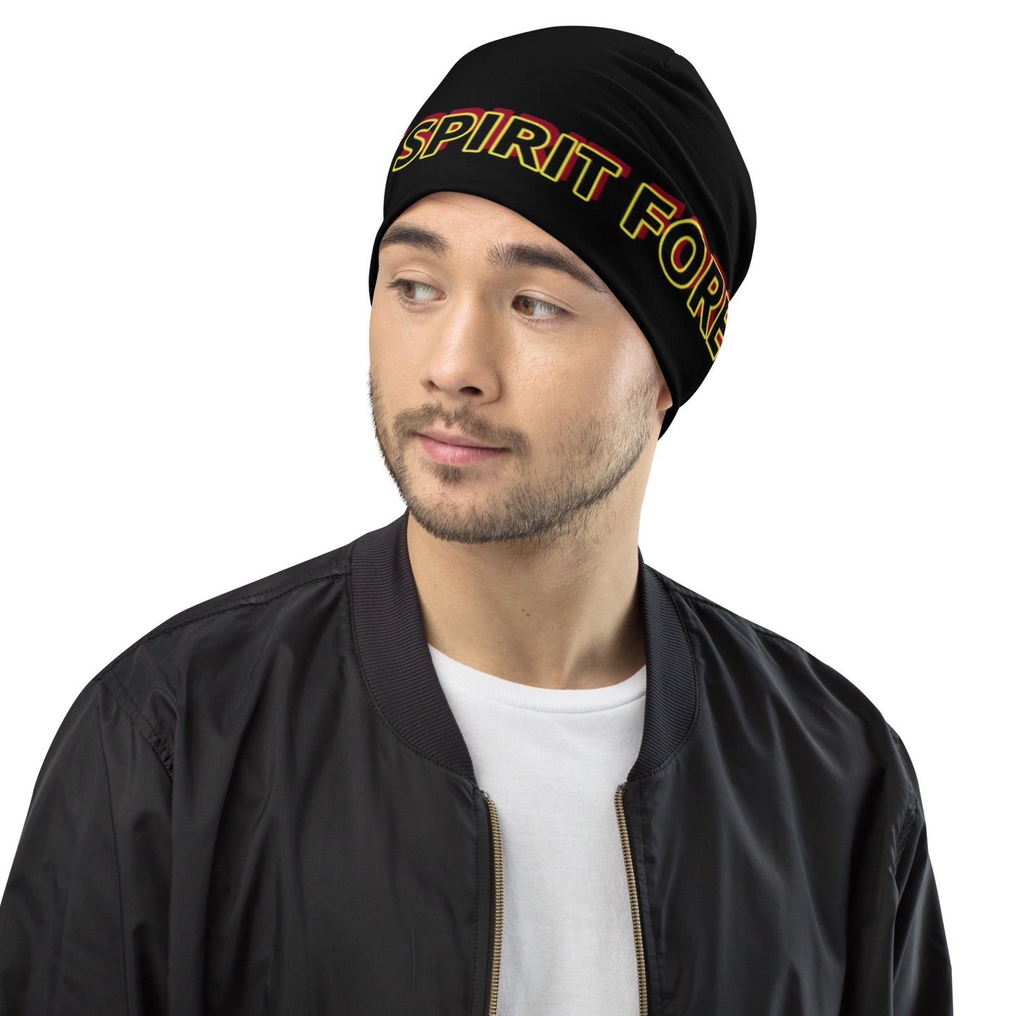 All-Over Print Beanie With A Text THE FREE SPIRIT FOREVER