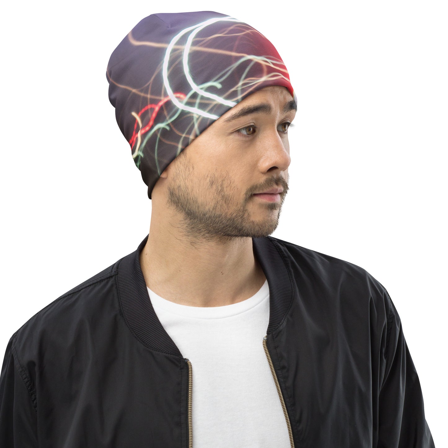 Beanie With A Print Of Light Trail 1404a1.