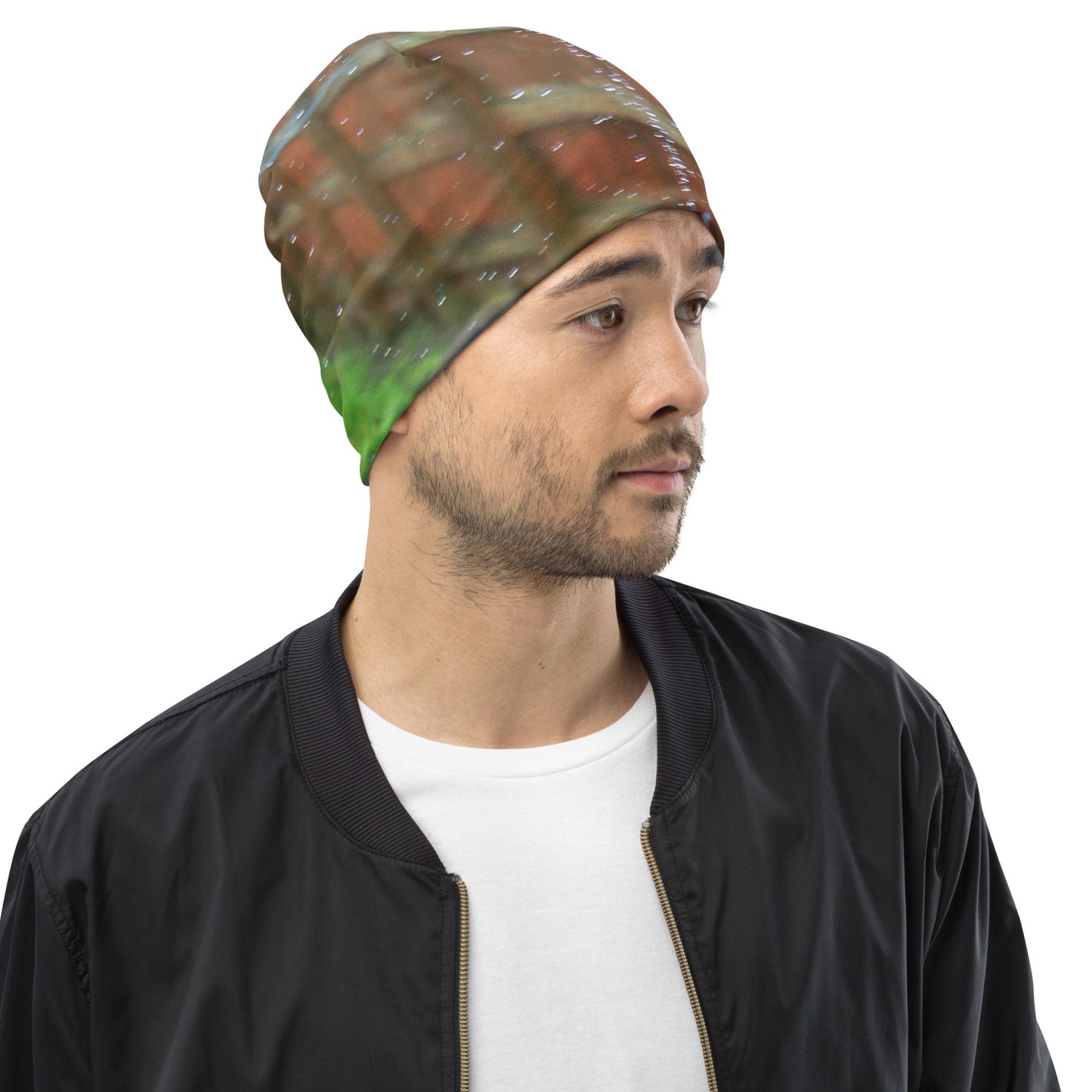 Beanie With A Print Of Back Garden View Image