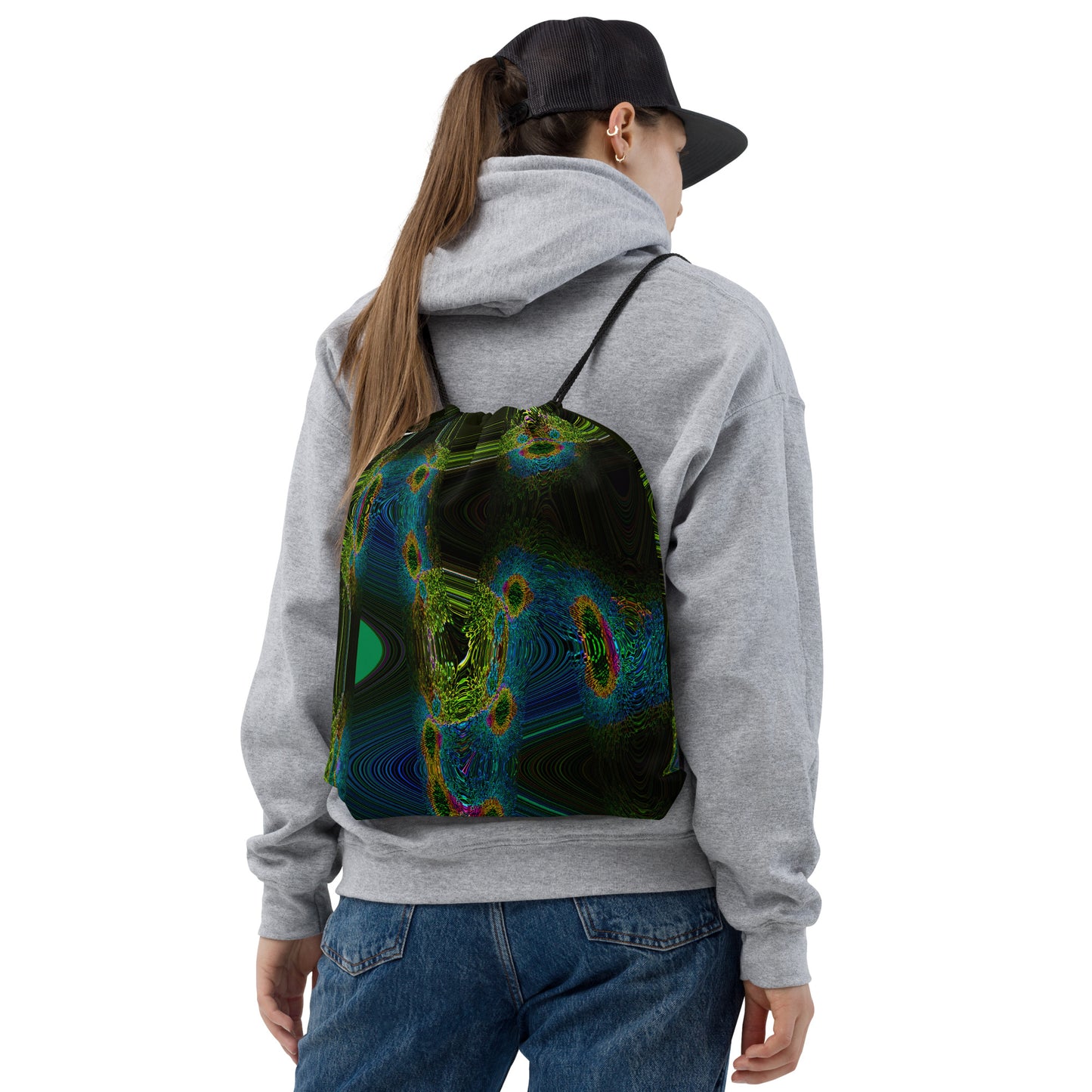 Drawstring Bag With A Print Of Cosmic Waves 1a1