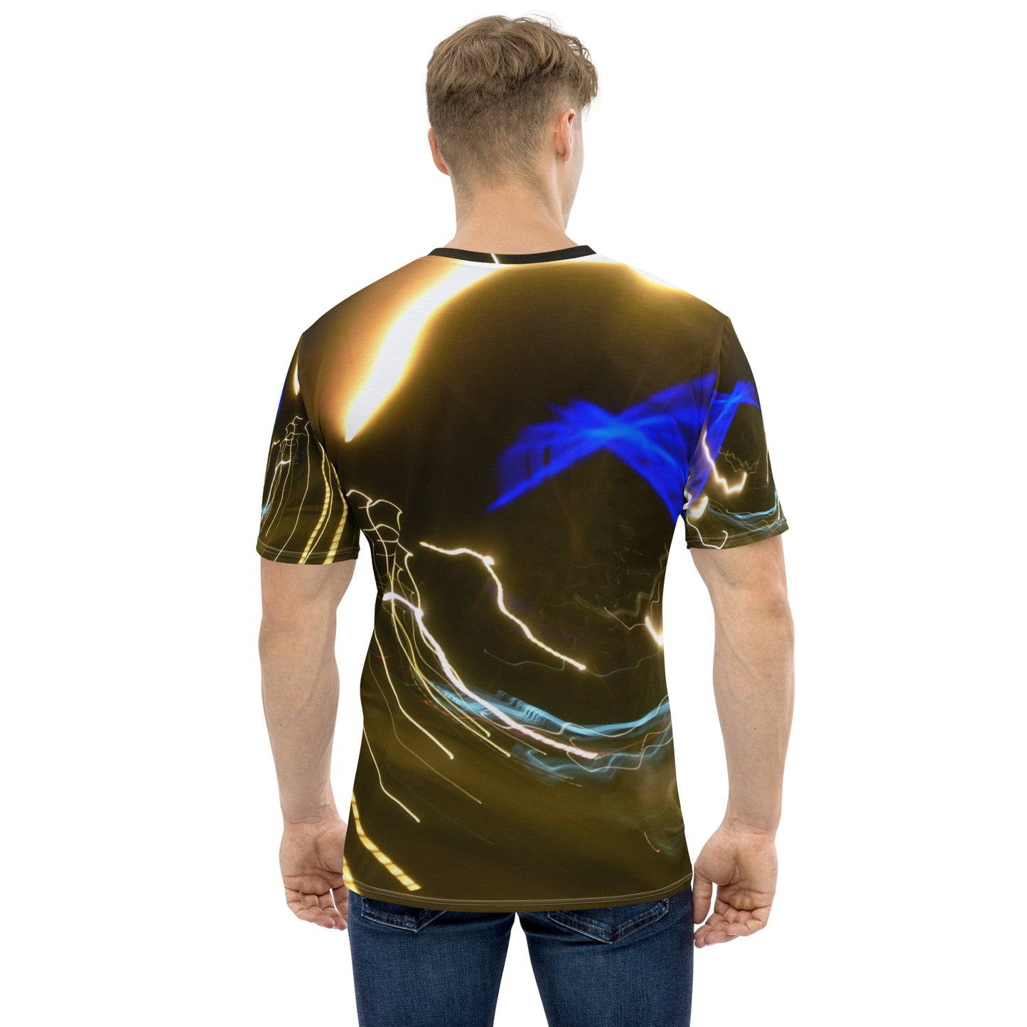 Men's Crew Neck T-Shirt With A Print Of Light Trail 772a1