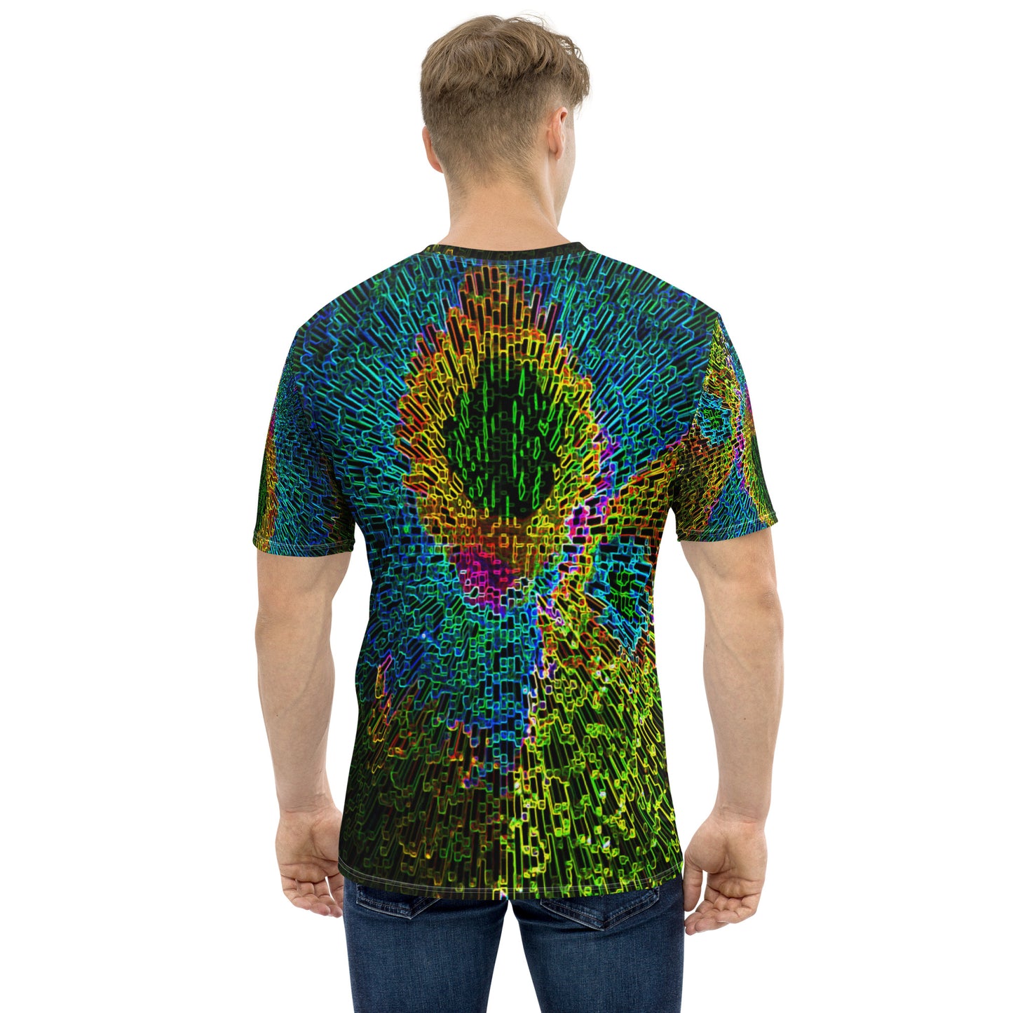 Men's Crew Neck T-Shirt With A Print Of  Zin Crystals 1a1