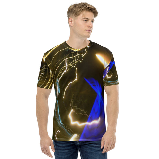 Men's Crew Neck T-Shirt With A Print Of Light Trail 772a1