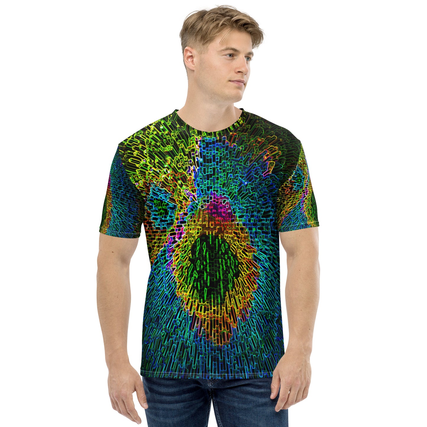 Men's Crew Neck T-Shirt With A Print Of  Zin Crystals 1a1