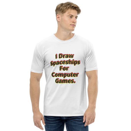 Men's Crew Neck T-Shirt With Text And Print Of Concept Spaceship 16.2