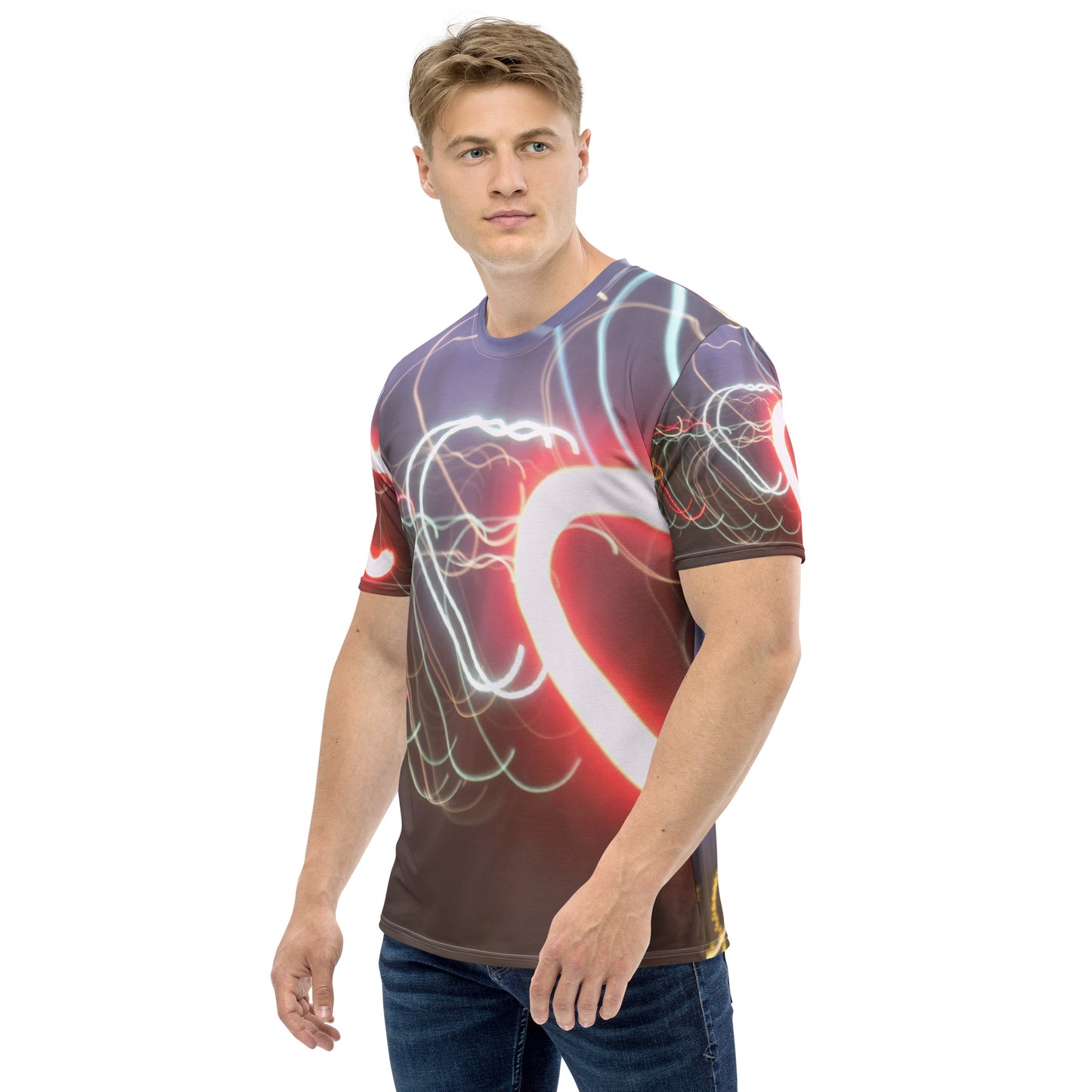 Men's Crew Neck T-Shirt With A Print Of Light Trail 1404a1