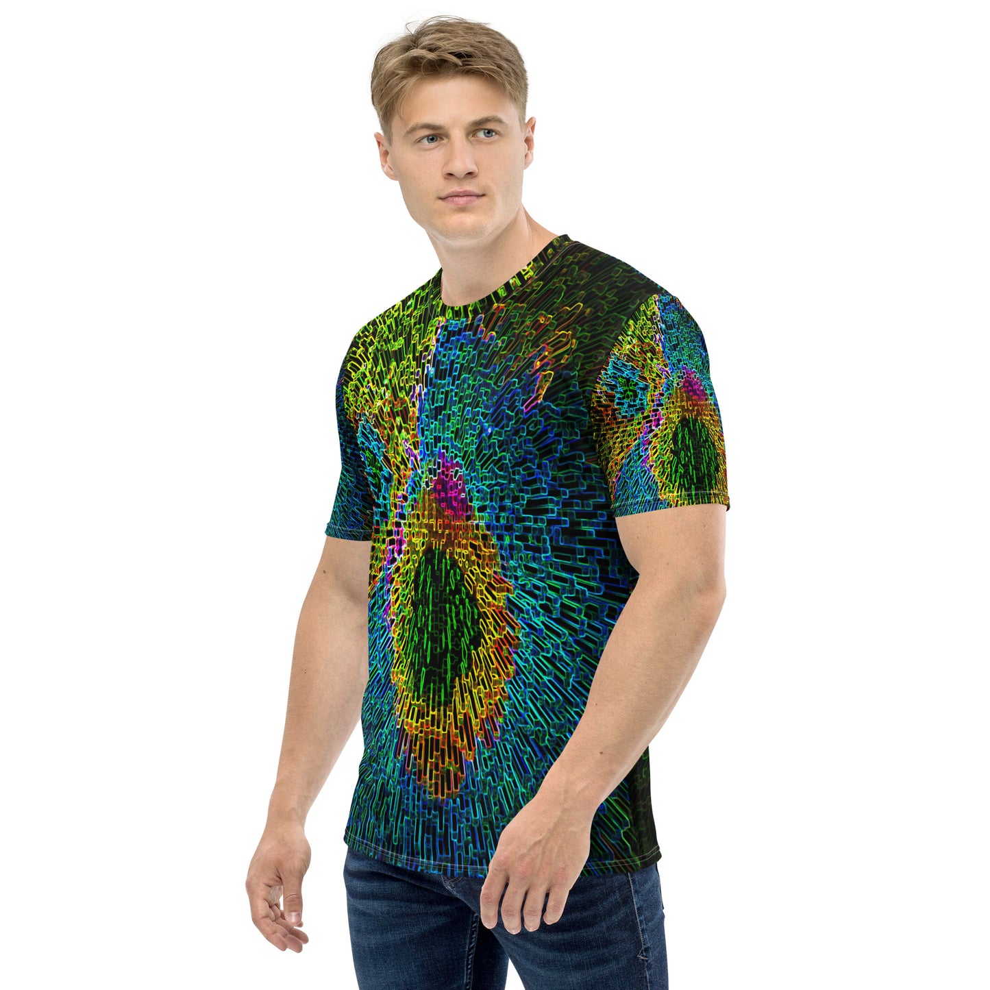 Men's Crew Neck T-Shirt With A Print Of  Zin Crystals 1a1