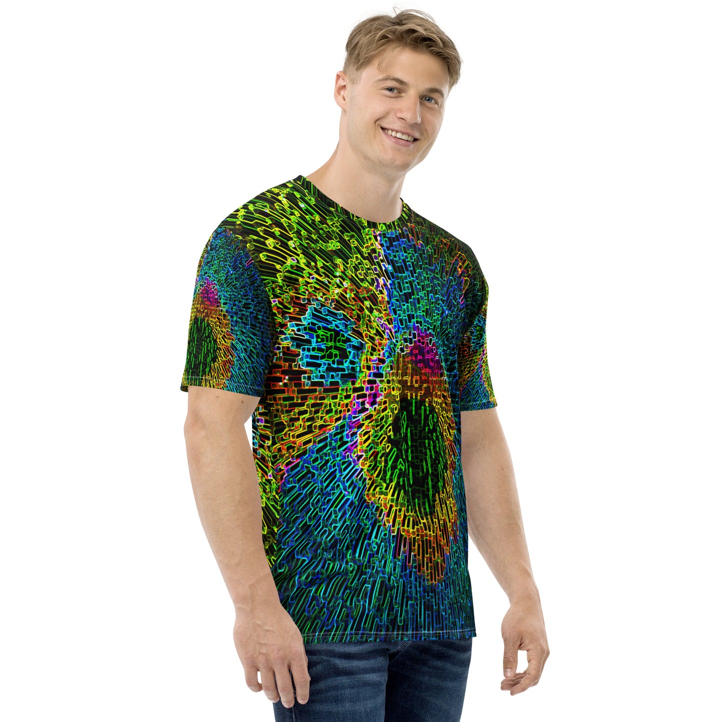 Men's Crew Neck T-Shirt With A Print Of  Zin Crystals 1a1