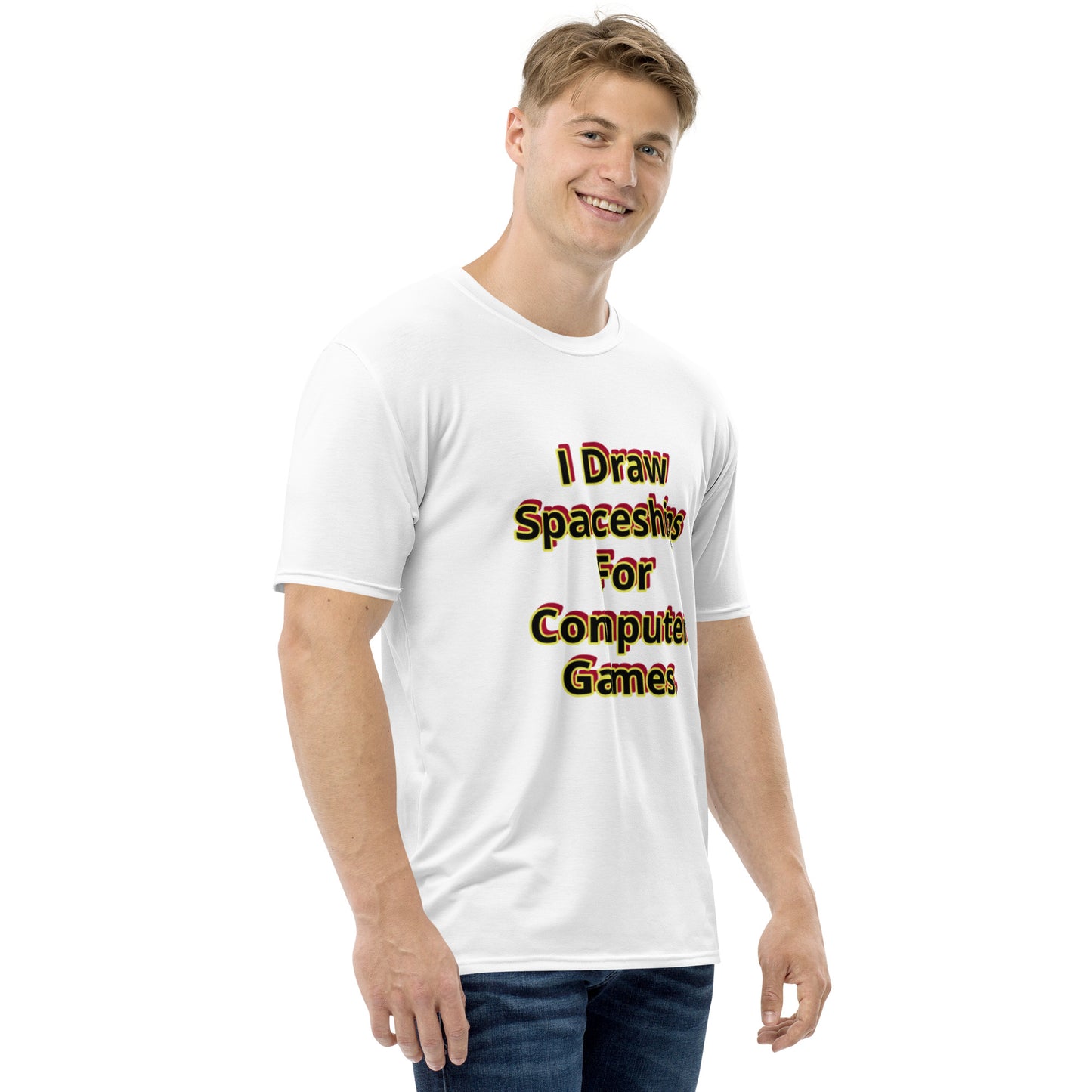 Men's Crew Neck T-Shirt With Text And Print Of Concept Spaceship 16.2