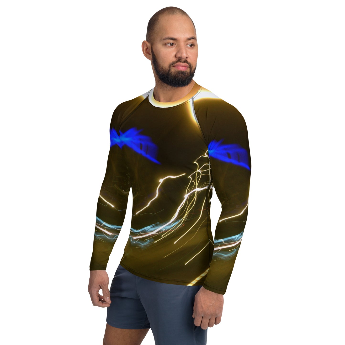 Men's Rash Guard With A Print Of Light Trail 772