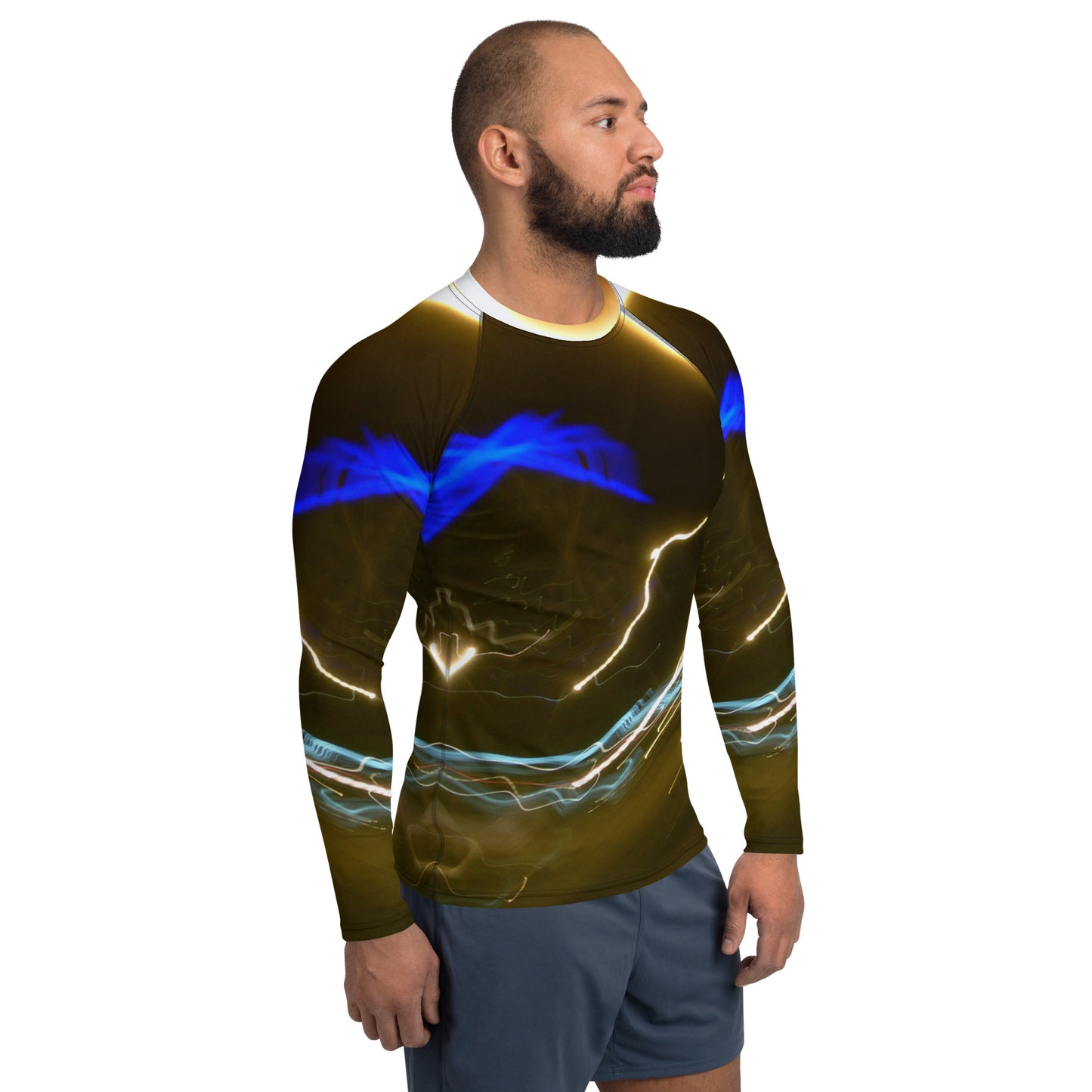 Men's Rash Guard With A Print Of Light Trail 772