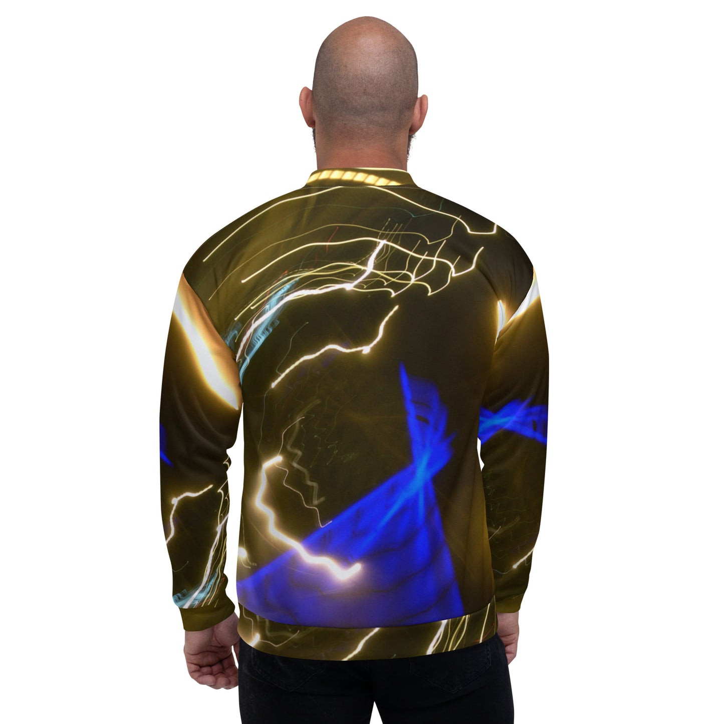 Unisex Bomber Jacket With A Print Of Light Trail 772a1