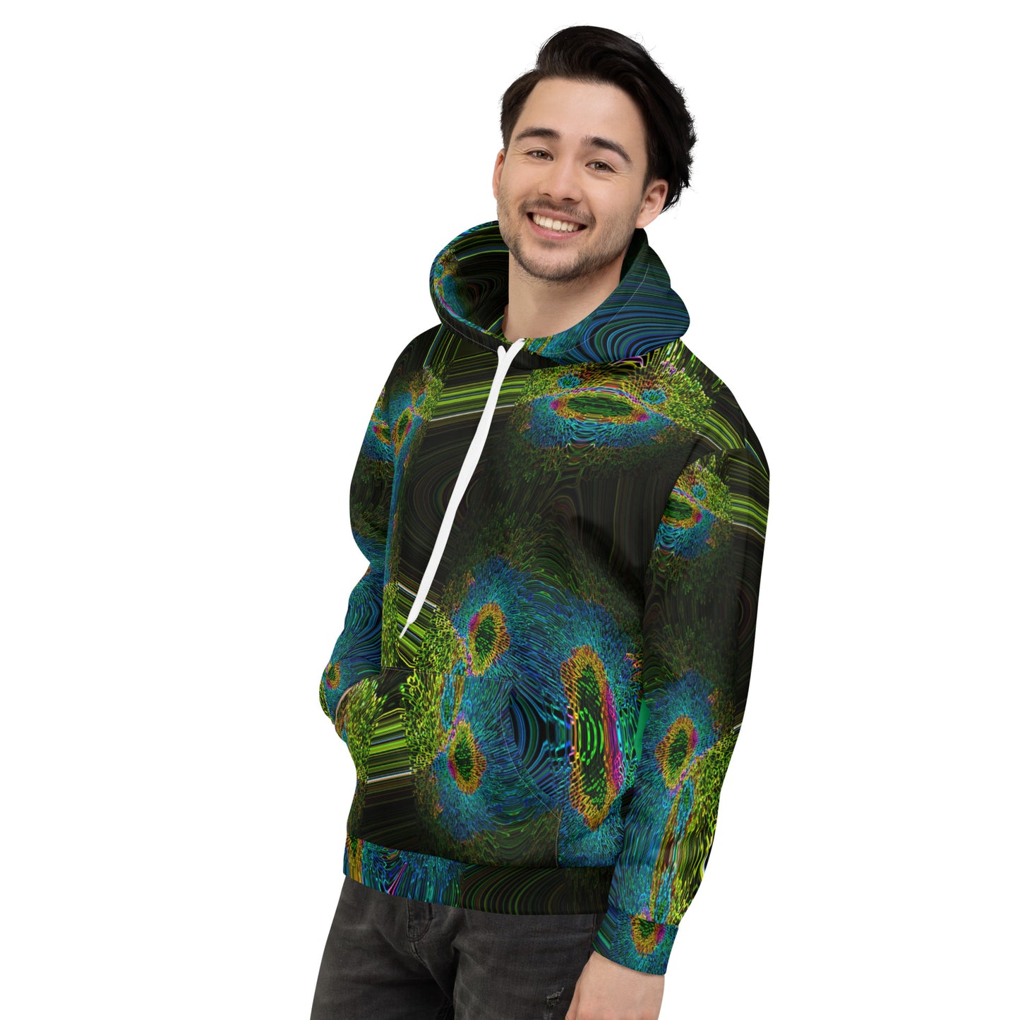 Unisex Pullover Hoodie With A Print Of Cosmic Waves 1a1