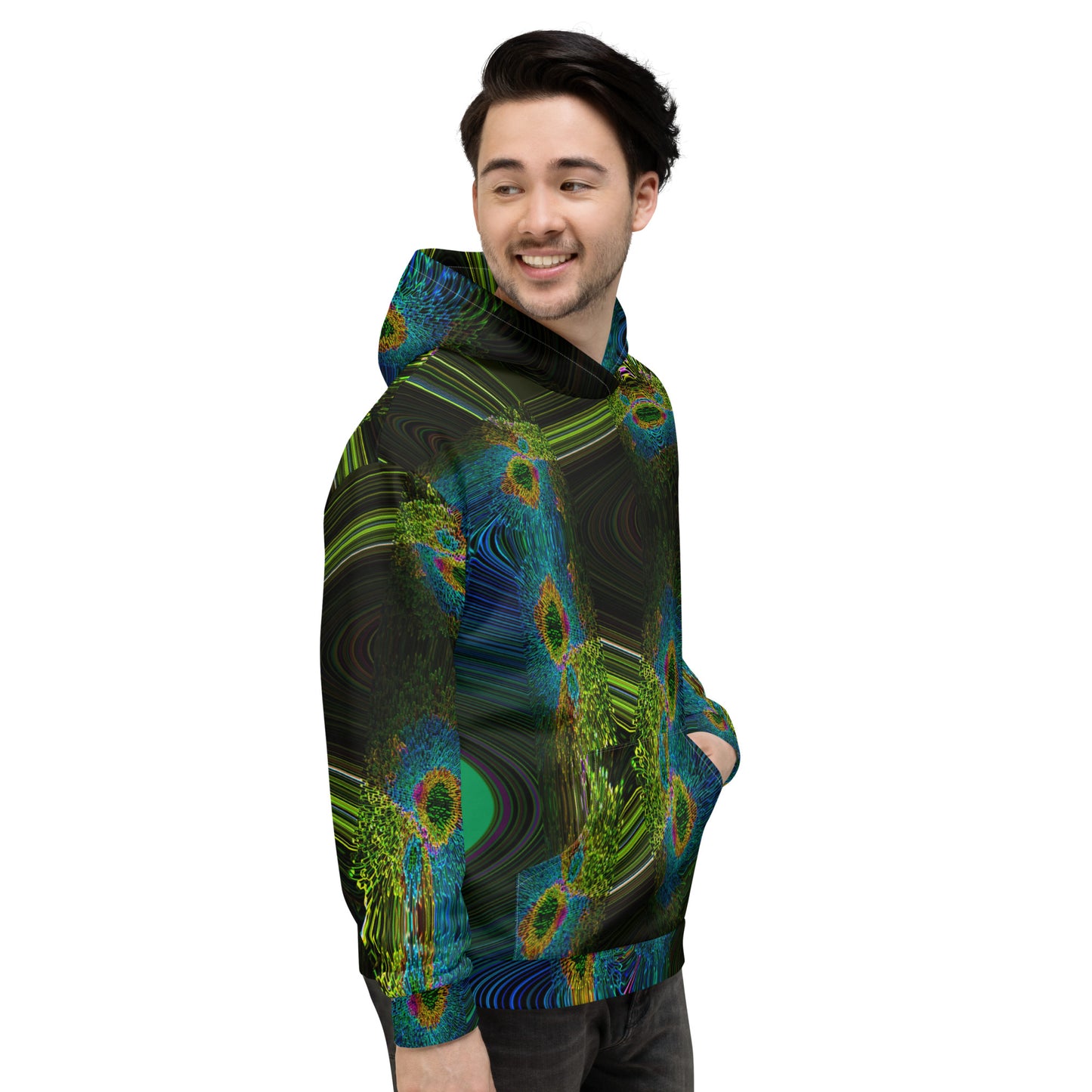 Unisex Pullover Hoodie With A Print Of Cosmic Waves 1a1