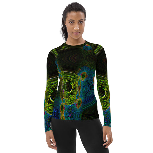 Women's Rash Guard With A Print Of Cosmic Waves 1a1