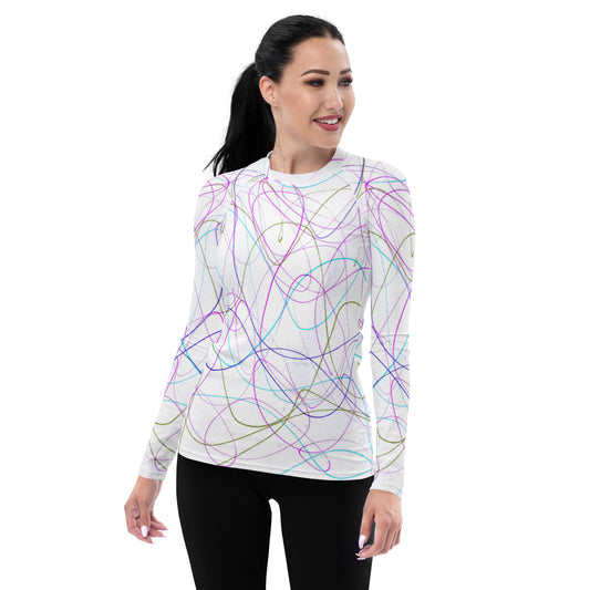 Women's Rash Guard With A Print Of Scribble Art 1.1