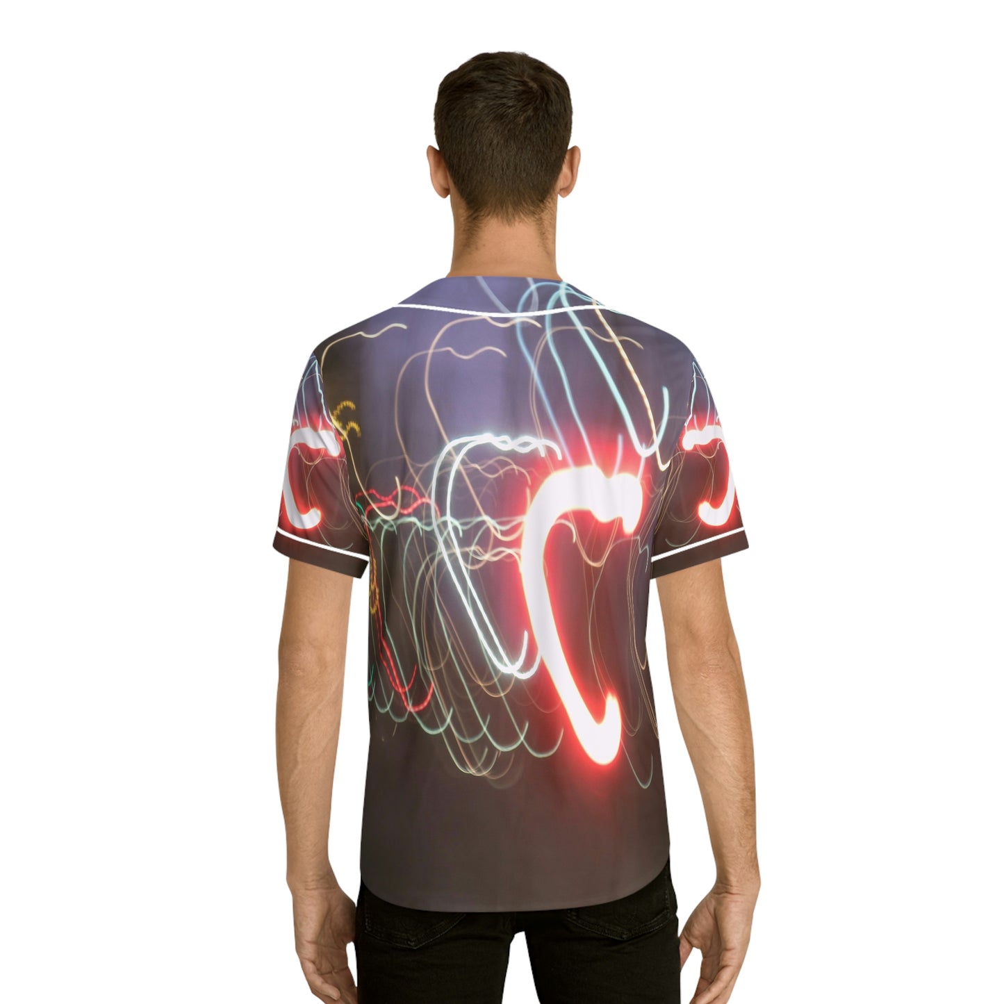 Men's Baseball Jersey With A Print Of Light Trail 1404