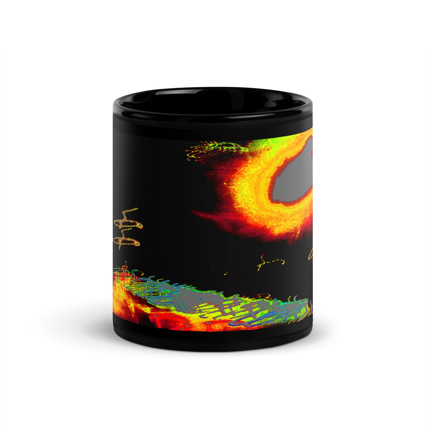 Black Glossy Mug With A Print Of Splattered Paint 1.1