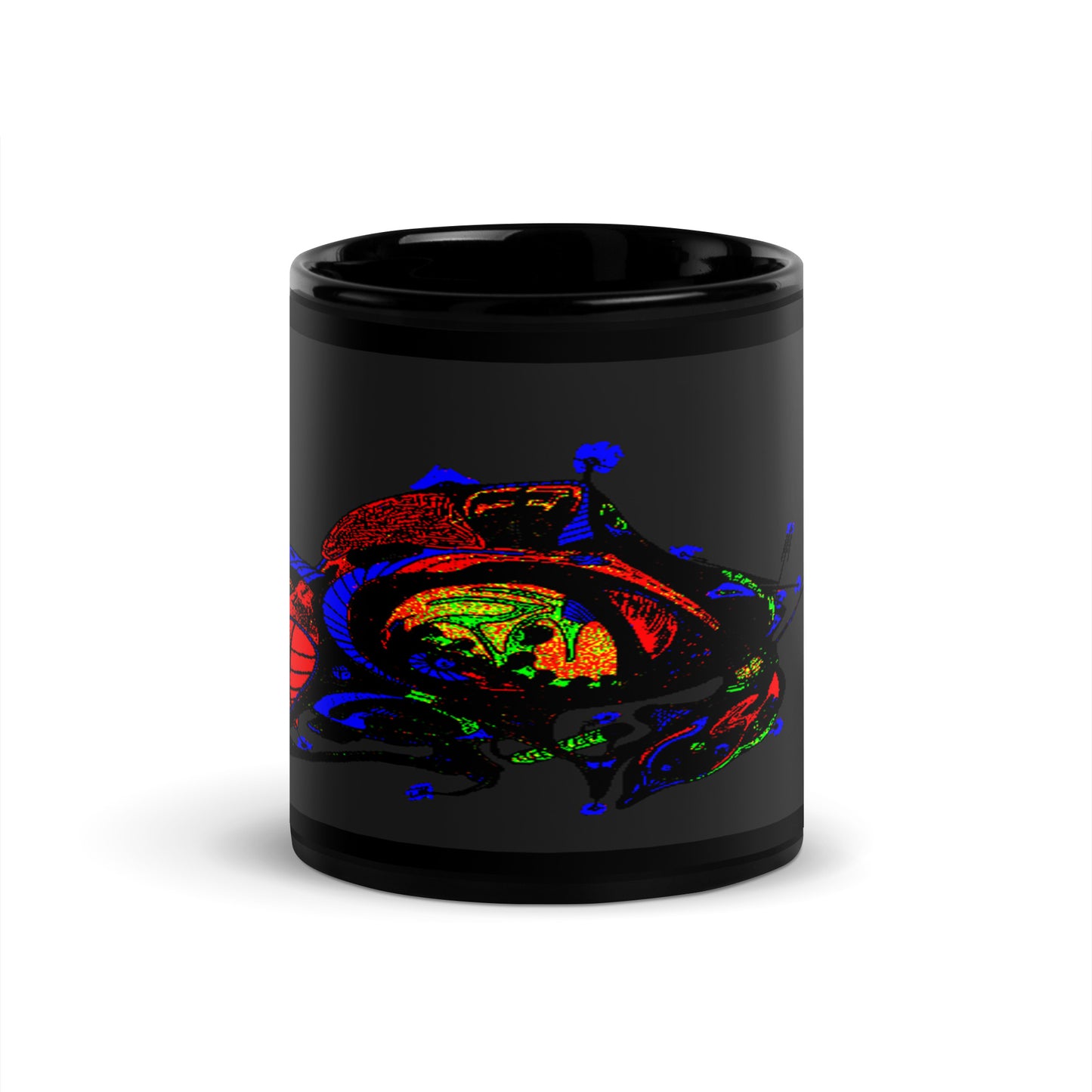 Black Glossy Mug With A Print Of Concept Spaceship 16.4