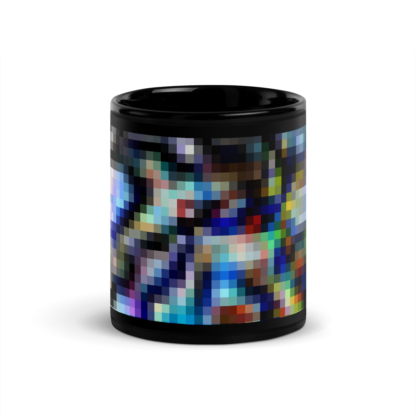 Black Glossy Mug With A Print Of Pixel Art 1.1