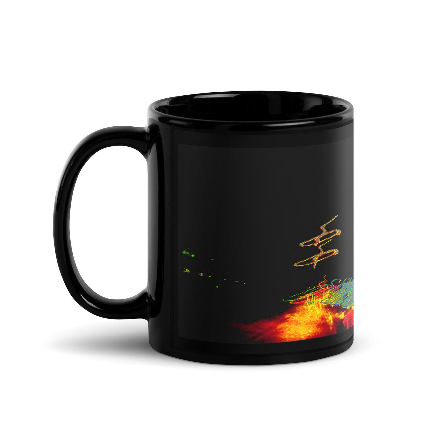 Black Glossy Mug With A Print Of Splattered Paint 1.1