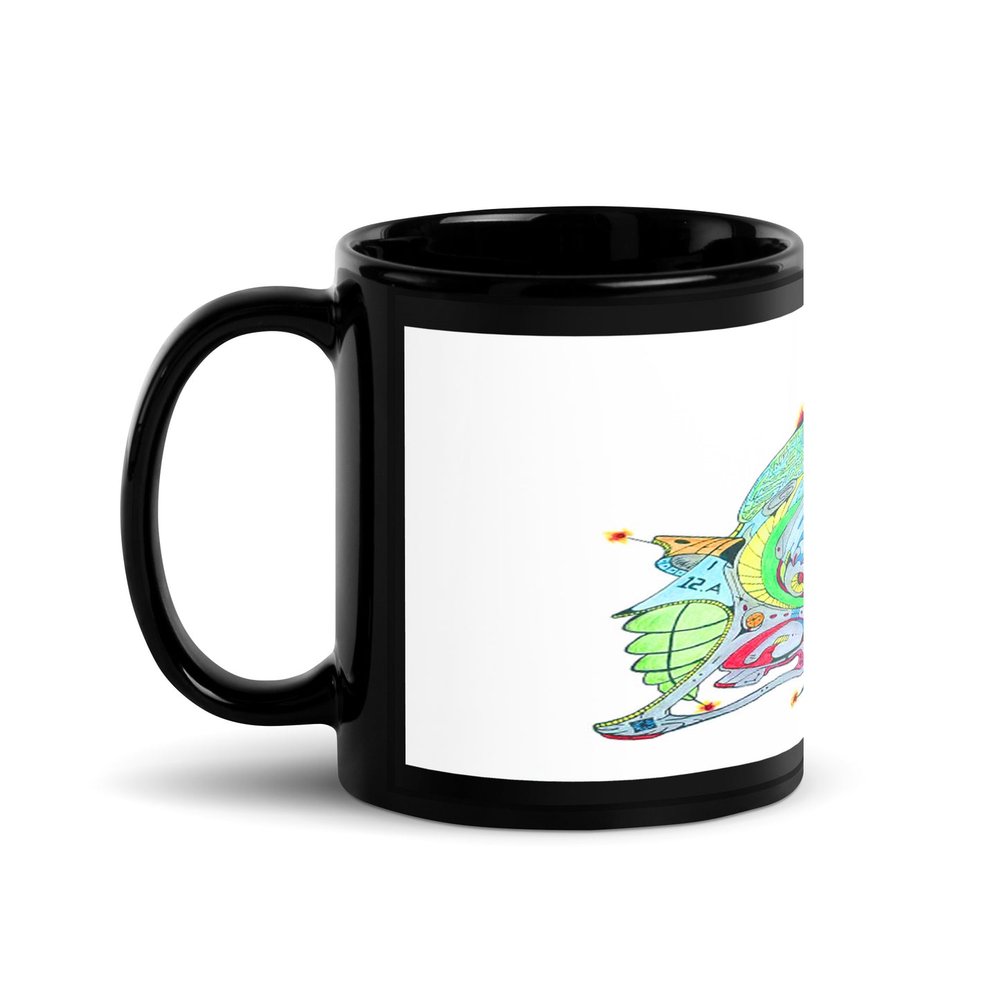 Black Glossy Mug With A Print Of Concept Spaceship 16.1