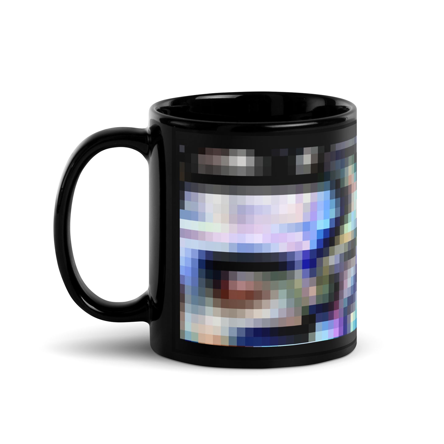 Black Glossy Mug With A Print Of Pixel Art 1.1