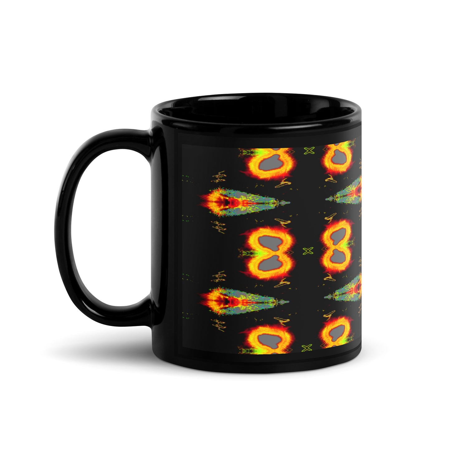 Black Glossy Mug With A Print Of Splattered Paint 1.1 Tiles