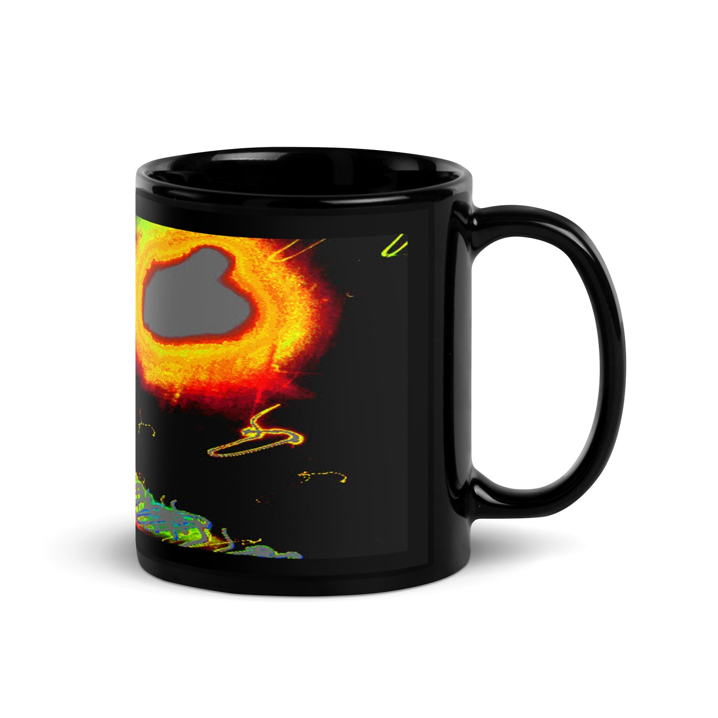 Black Glossy Mug With A Print Of Splattered Paint 1.1