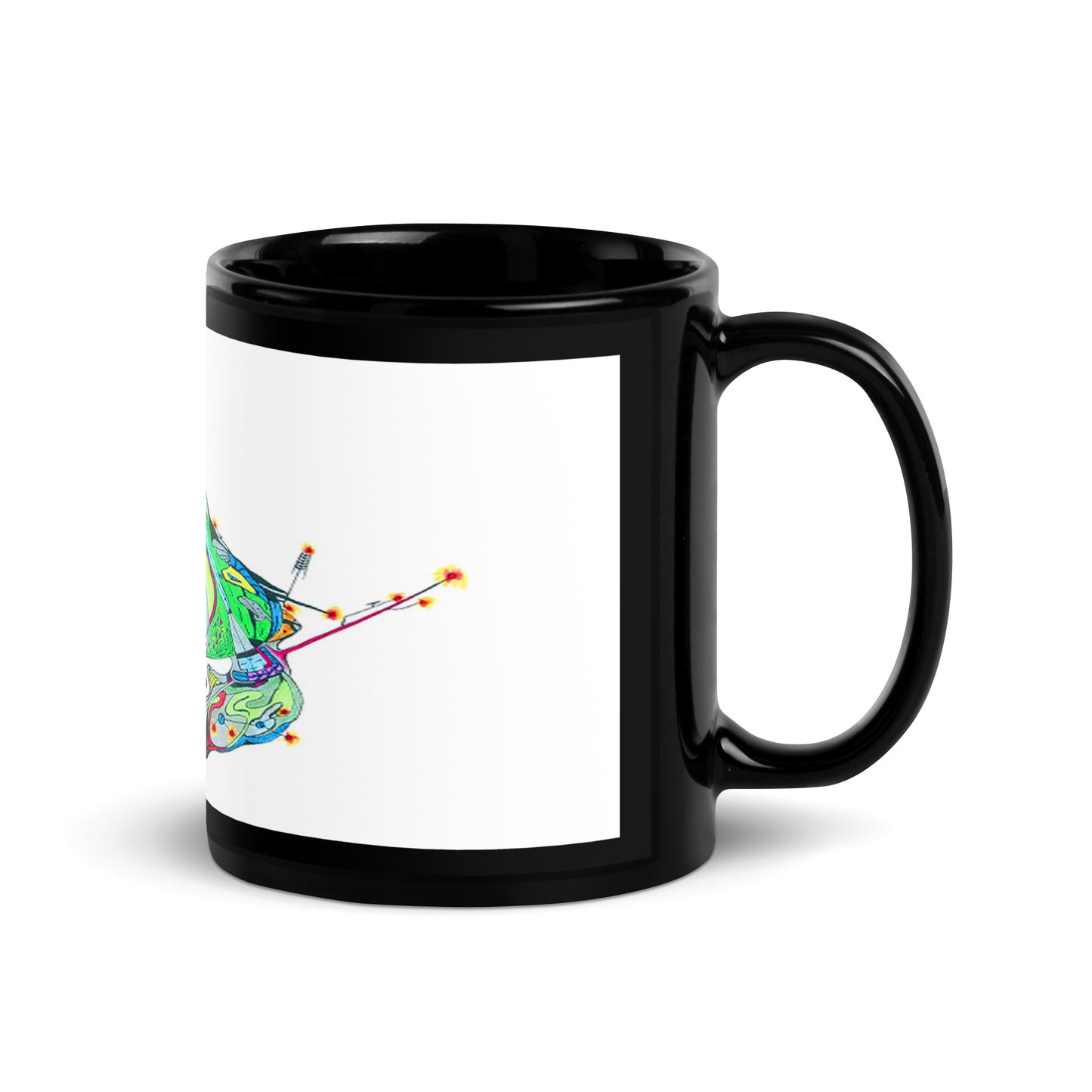 Black Glossy Mug With A Print Of Concept Spaceship 16.1