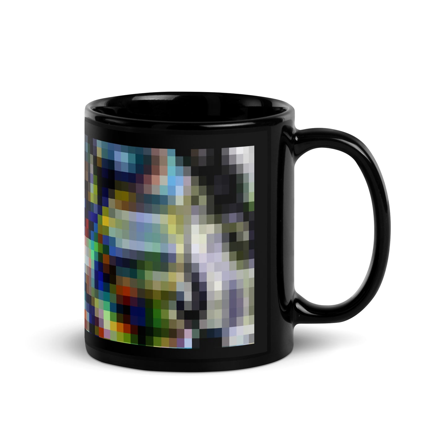 Black Glossy Mug With A Print Of Pixel Art 1.1