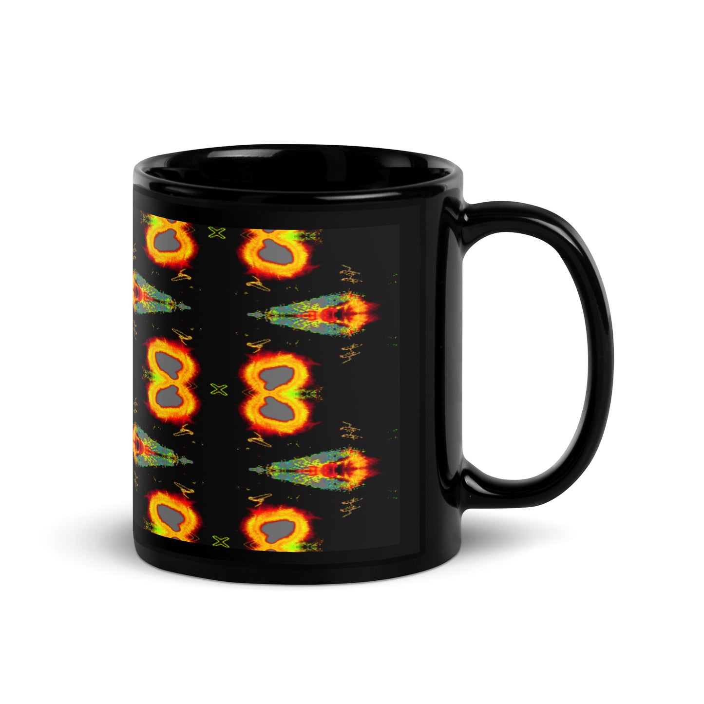 Black Glossy Mug With A Print Of Splattered Paint 1.1 Tiles