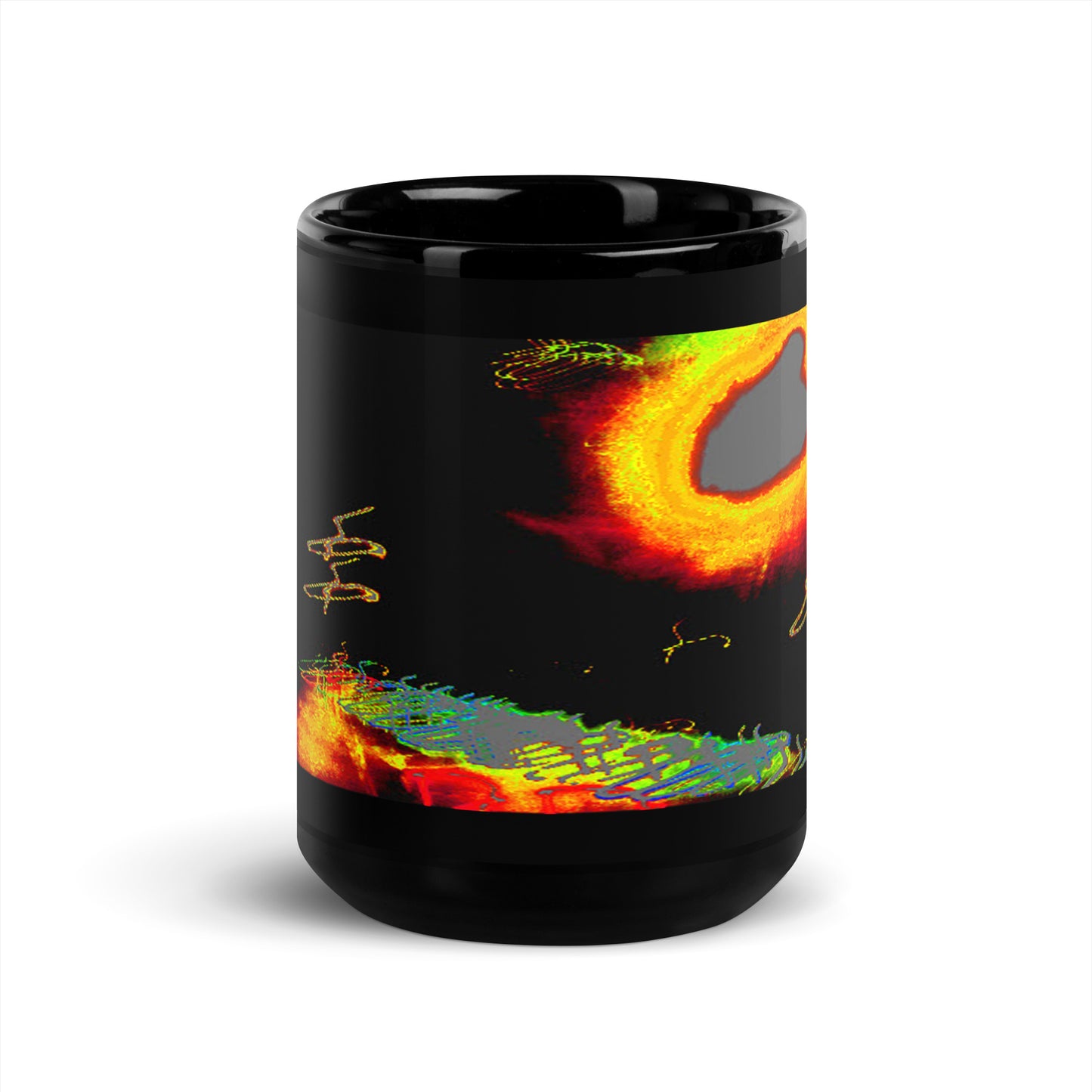 Black Glossy Mug With A Print Of Splattered Paint 1.1