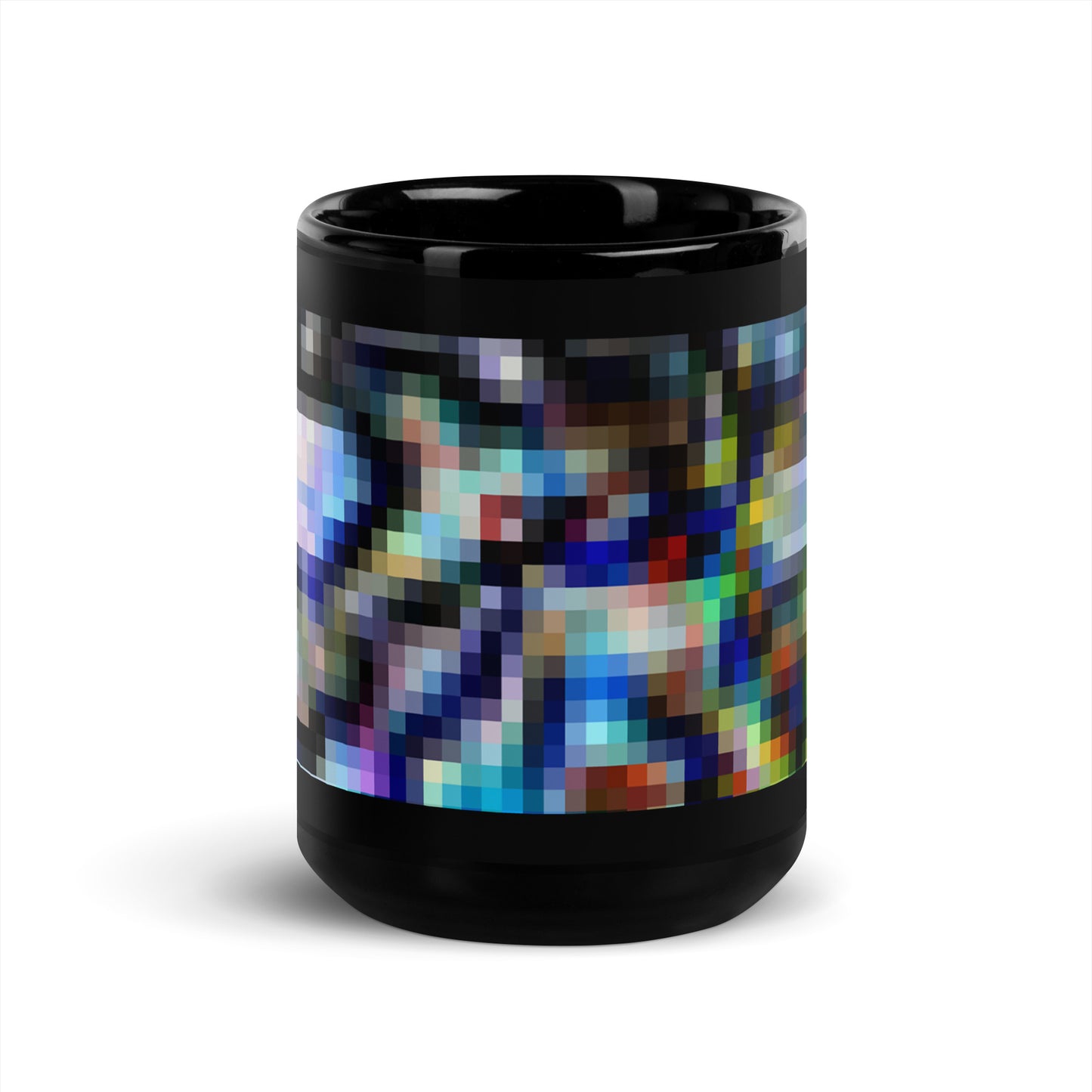 Black Glossy Mug With A Print Of Pixel Art 1.1