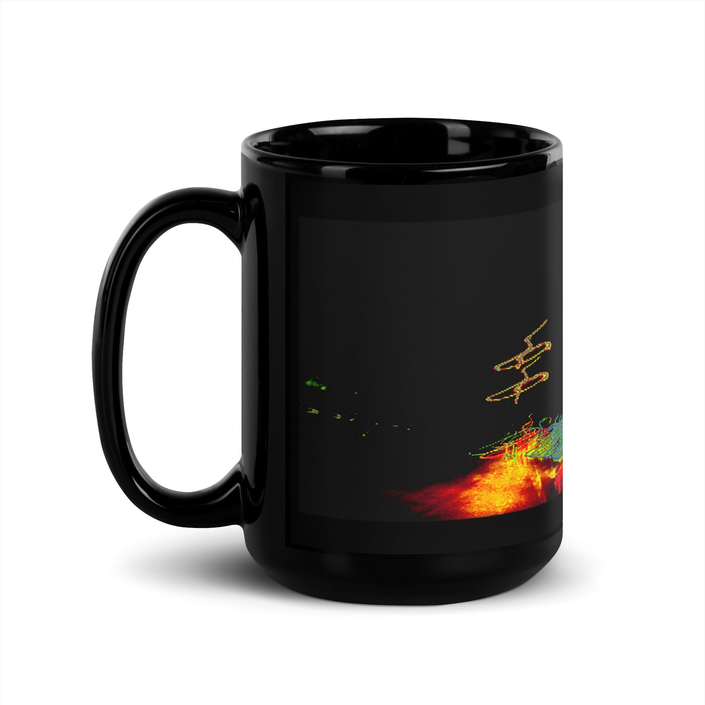 Black Glossy Mug With A Print Of Splattered Paint 1.1