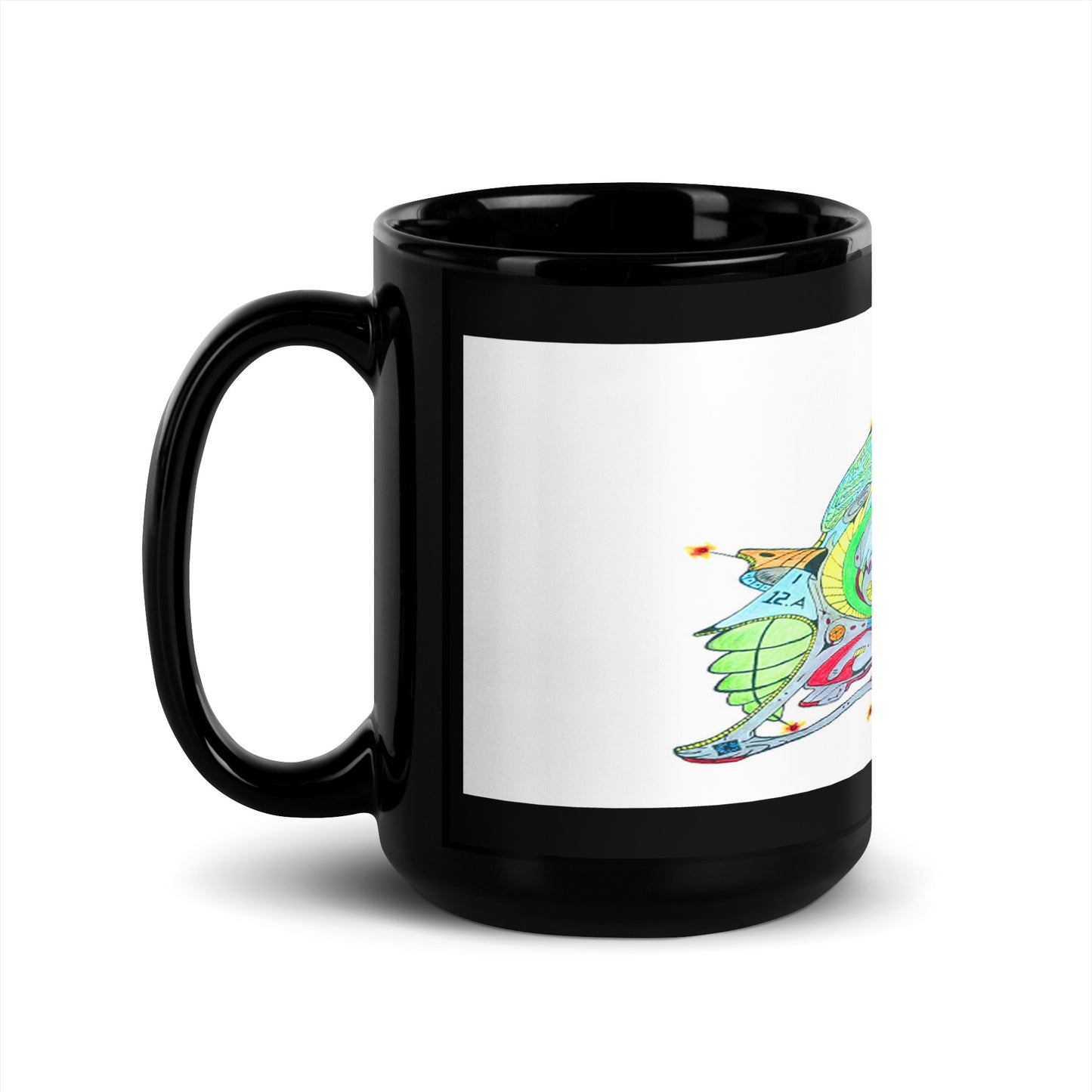 Black Glossy Mug With A Print Of Concept Spaceship 16.1