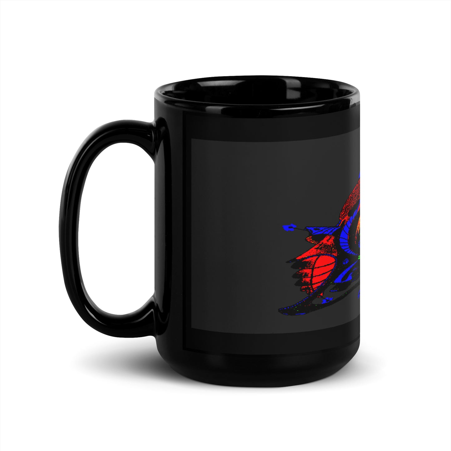 Black Glossy Mug With A Print Of Concept Spaceship 16.4