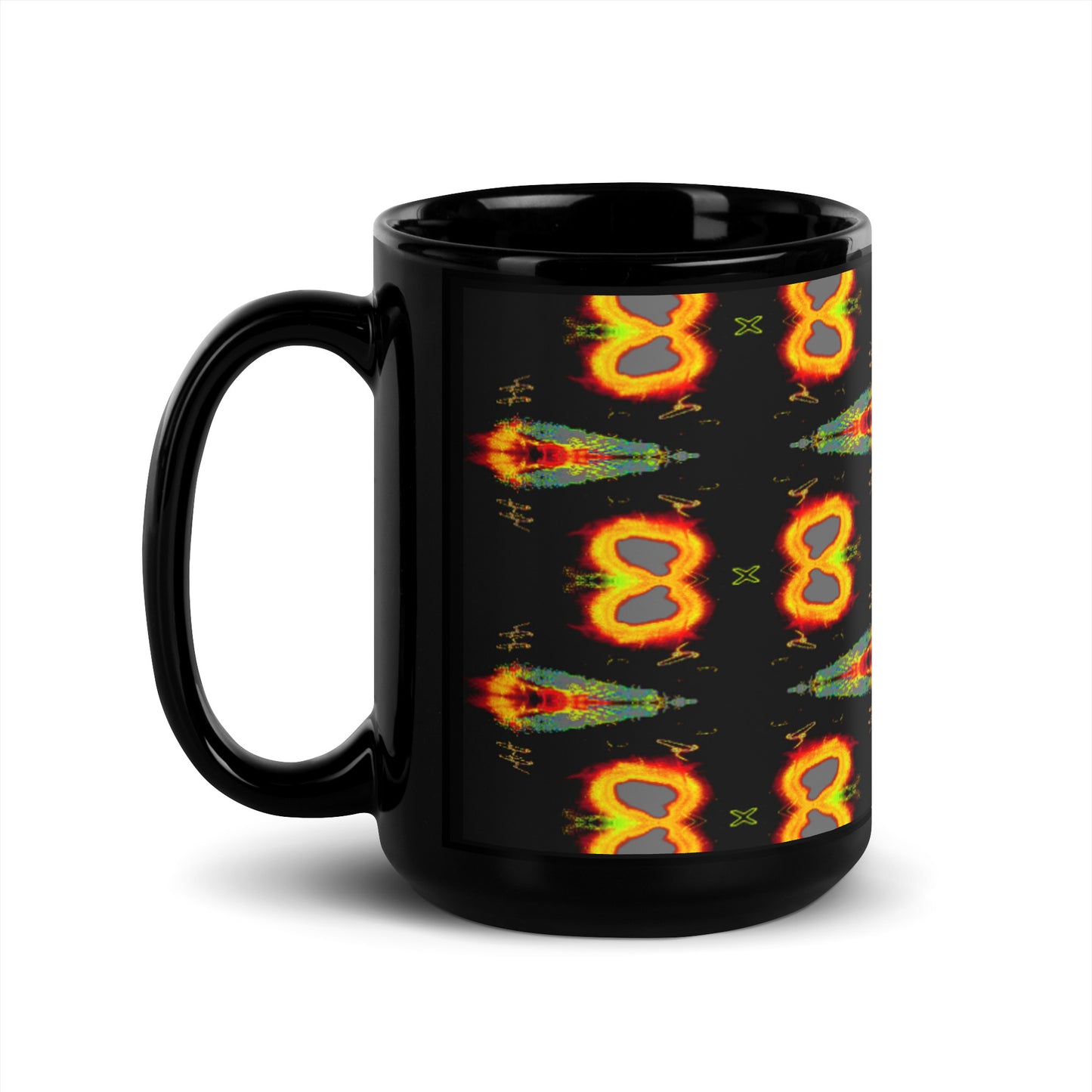 Black Glossy Mug With A Print Of Splattered Paint 1.1 Tiles