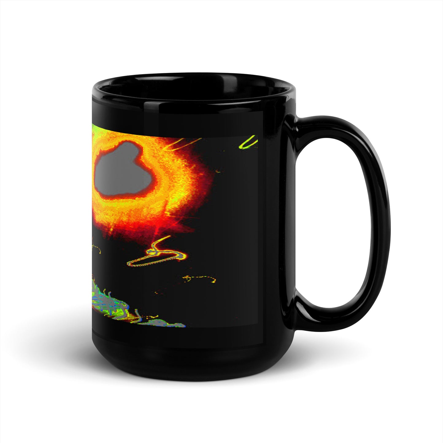 Black Glossy Mug With A Print Of Splattered Paint 1.1