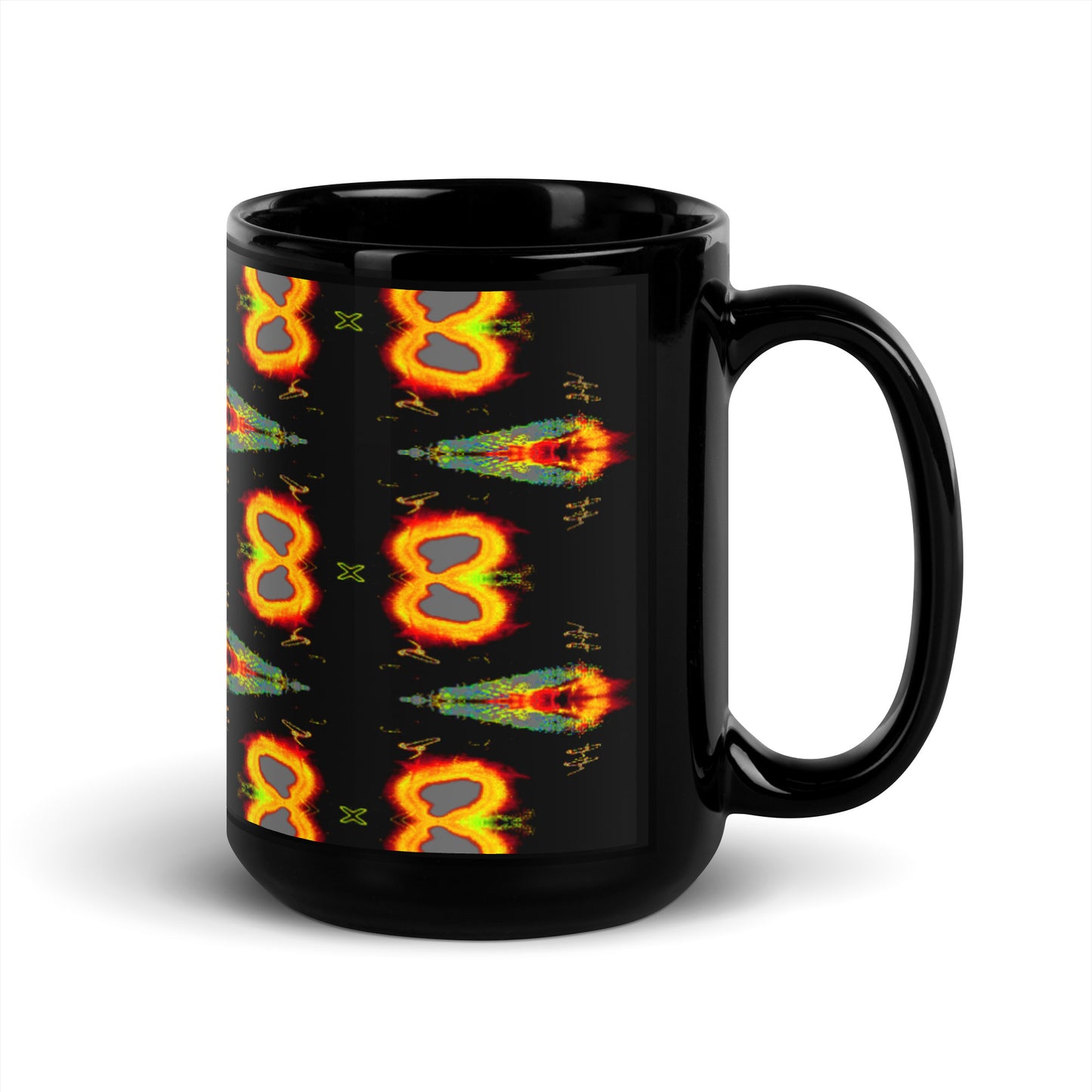 Black Glossy Mug With A Print Of Splattered Paint 1.1 Tiles