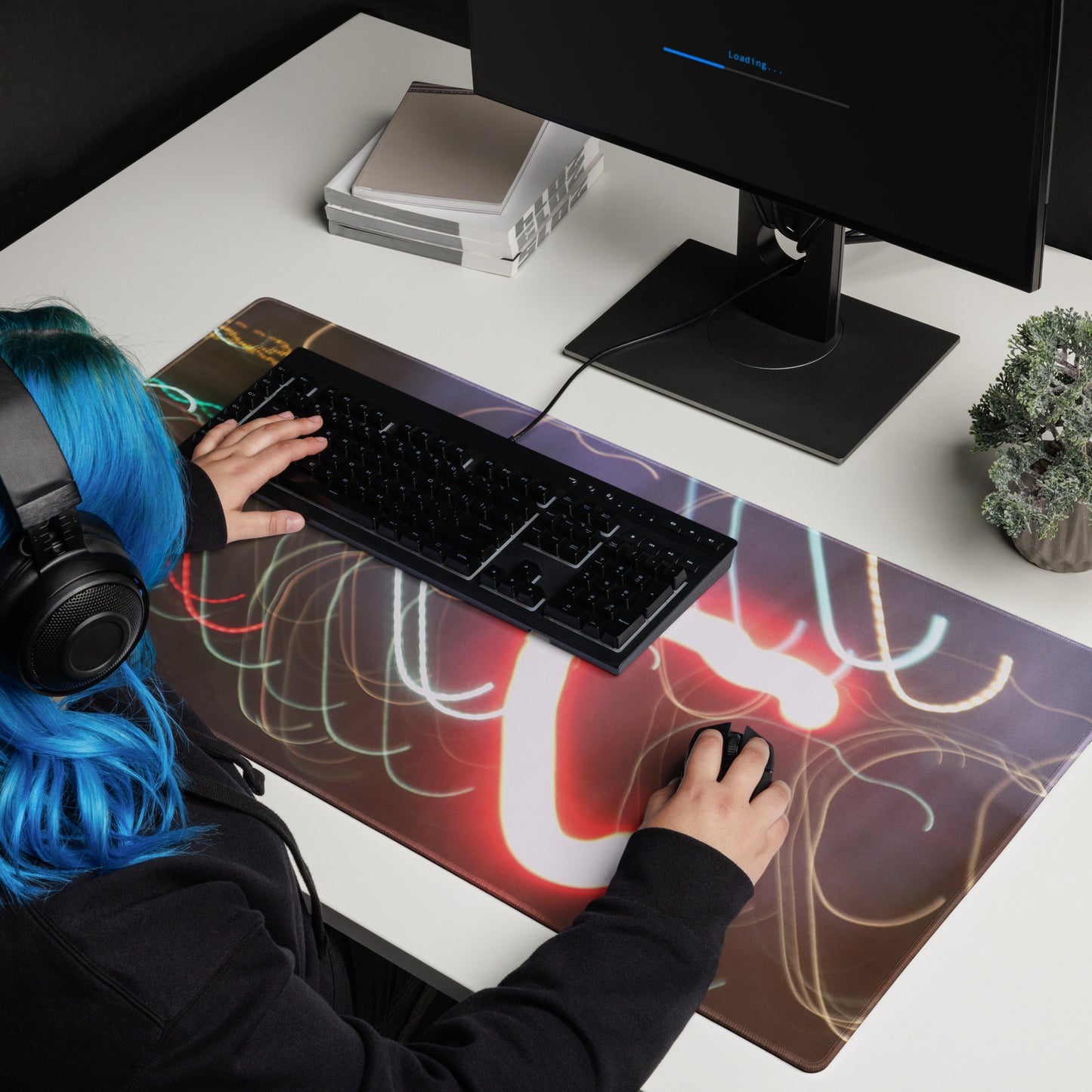 Gaming Mouse Pad With A Print Of Light Trail 1404a1