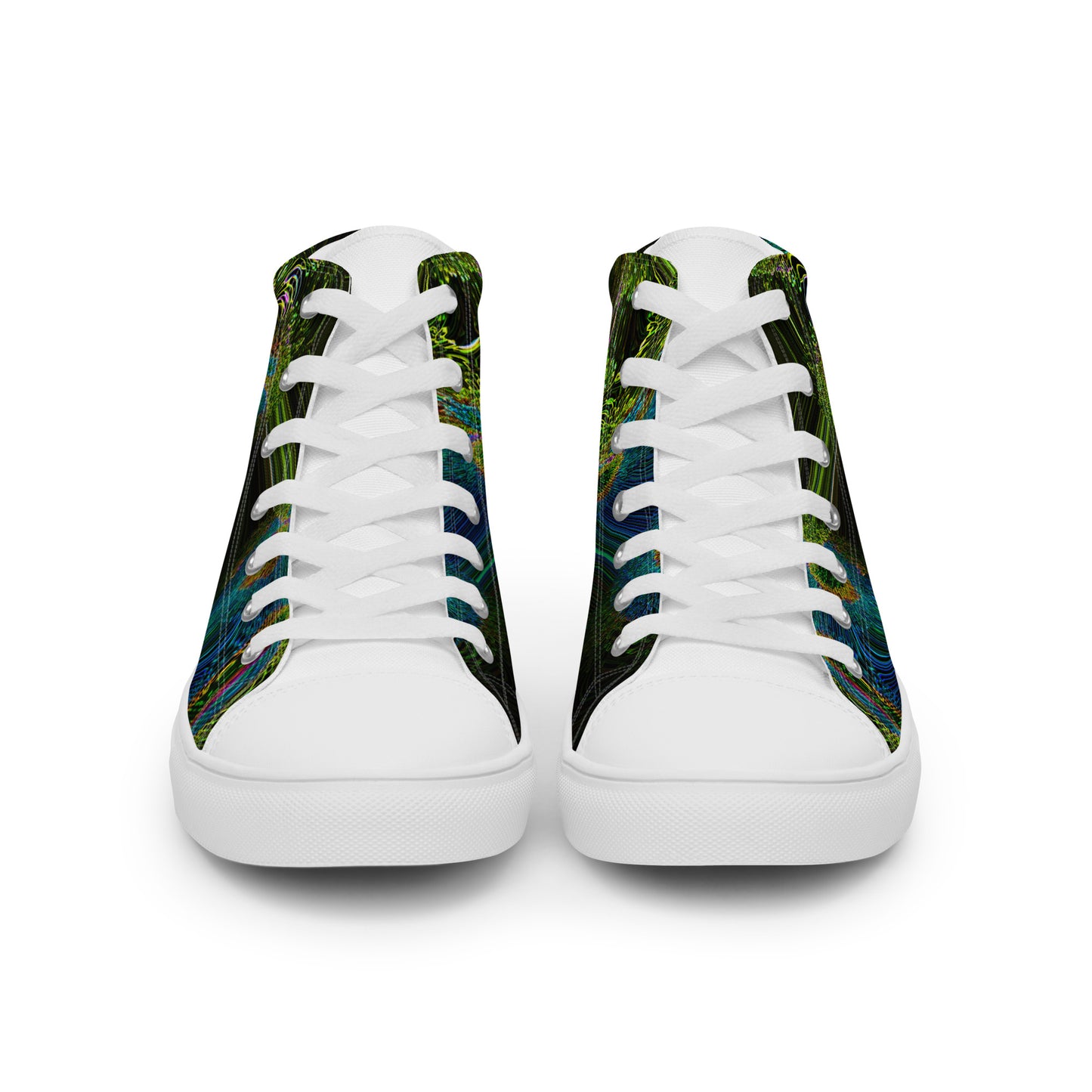 Men’s High Top Lace-Up Canvas Shoes With Print Of Cosmic Waves 1a1